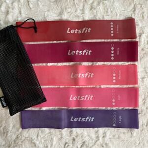 Letsfit Resistance Band Set with Instruction Guide and Mesh Bag